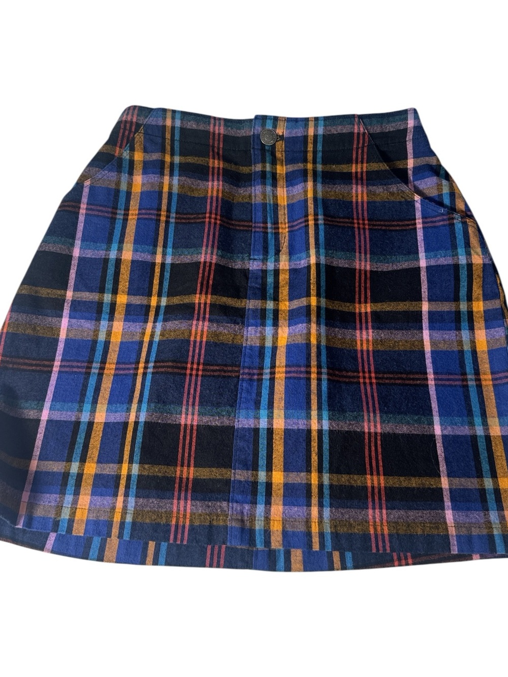 Hollister Plaid Mini Skirt in Navy, Blue & Mustard